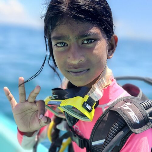 10-year-old diver from India Thaaragai Arathana | Photo courtesy of Aravind Tharunsri