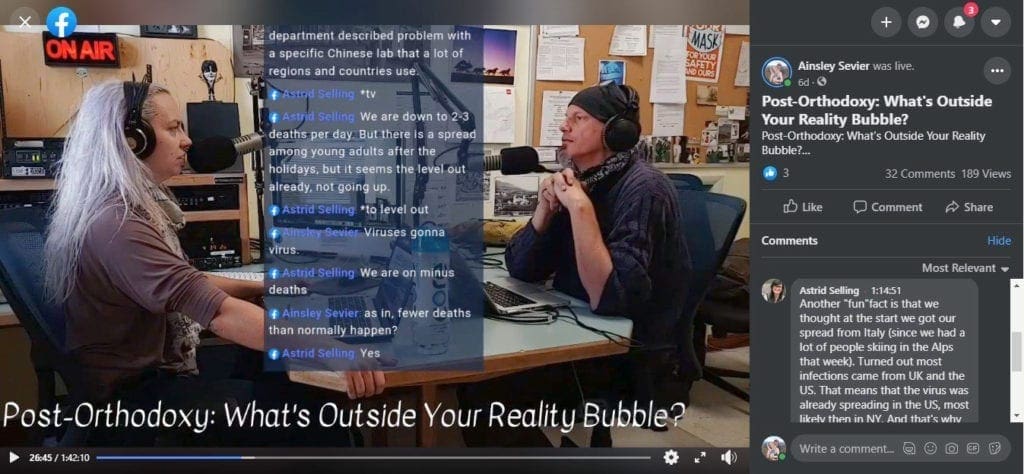 A screen grab of a livestream radio broadcast.