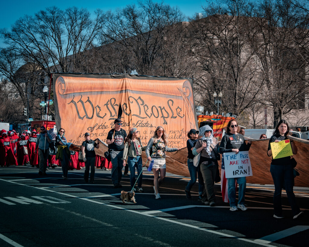 Manfiestación por la guerra de Irán en Washington D. C.