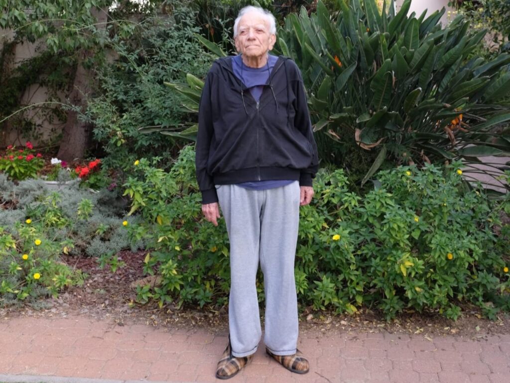 89-year-old Zvi Solow pictured in Nirim, the Kibbutz where he lived with his wife and where they witnessed the murder and kidnapping of neighbors when Hamas attacked Israel.
