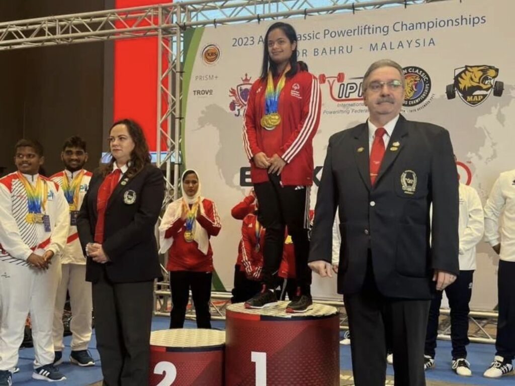 Aarti Shah with her medals post winning the Special Olympics, 2023 in Dubai 