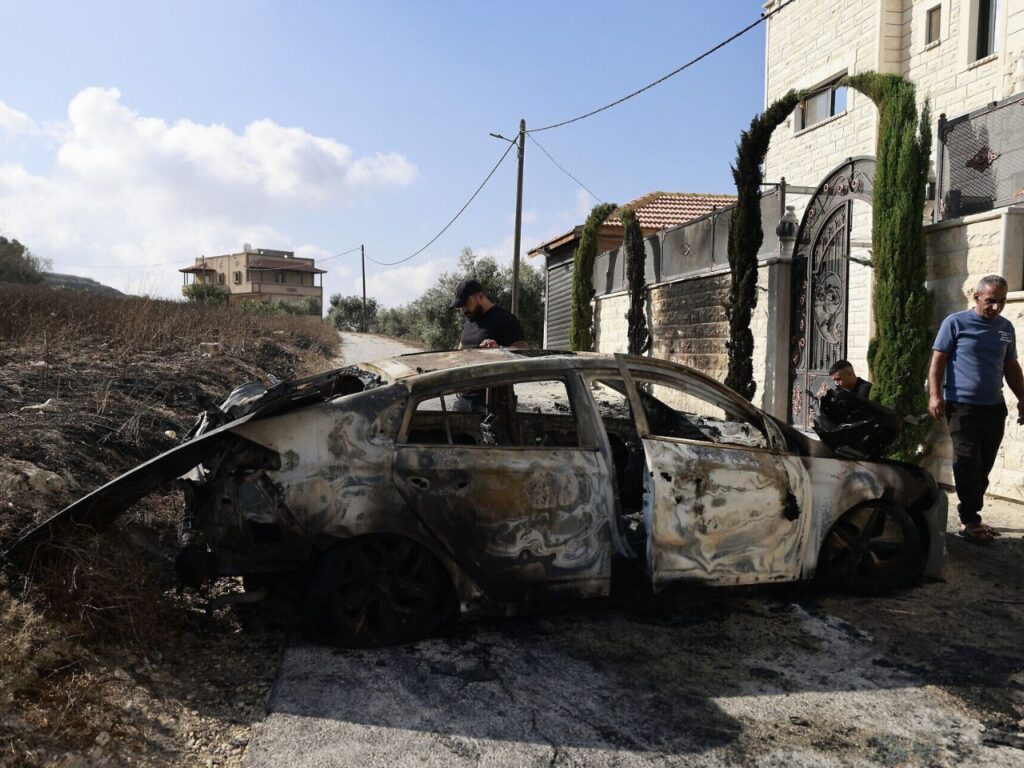 A burned-out car can be seen in the West Bank. | Photo courtesy of Guy Hirschfeld