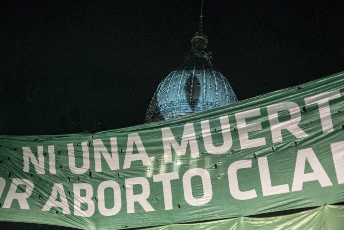 People celebrate the Argentine senate's legalization of abortions on Dec. 30, 2020.