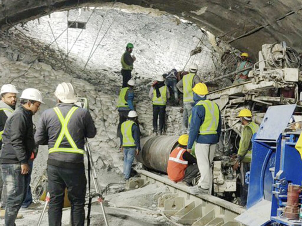 The Silkyara-Barkot tunnel collapsed on November 12, 2023, due to a landslide. 41 workers became trapped. | Photo shared with permission to Partho Burman from Twitter