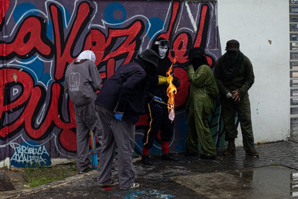 Members of clandestine groups gathered at National University in Bogota, Colombia in June igniting police clashes