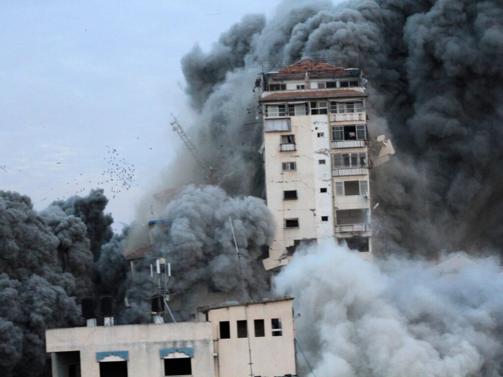 Damage in Gaza Strip during the October 2023 conflict between Israel and Palestine. | 