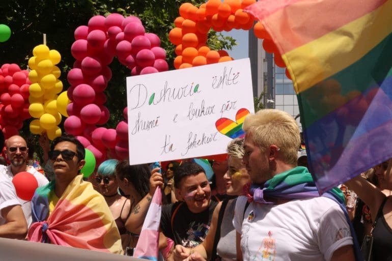 David Hardy pictured at a Pride Parade in Pristina, Albania