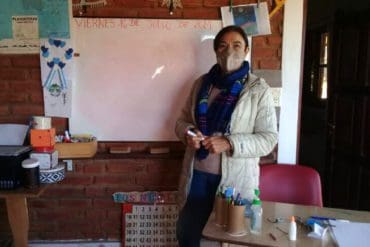 Josefa Luna opened a makeshift classroom in her home's laundry room for around 40 local children.