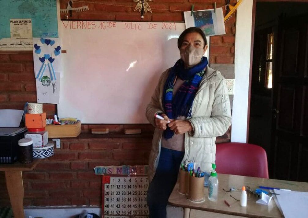 Josefa Luna opened a makeshift classroom in her home's laundry room for around 40 local children.