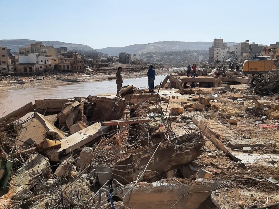 The city of Derna in Libya lays in ruins after the collapsed dams let a tsunami of water wipe out the entire area, killing thousands. | Photo courtesy of Tamer Ramadan