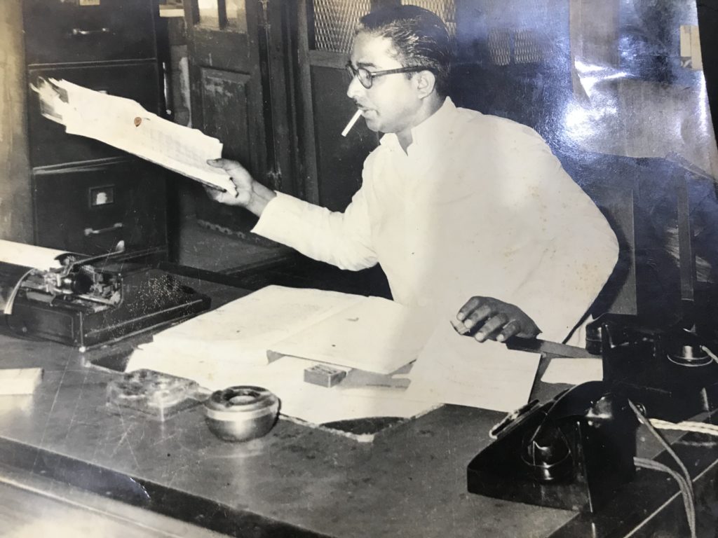 Walter Alfred pictured in his office at Press Trust of India