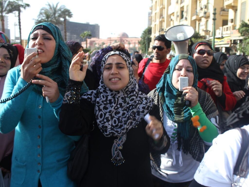Women have been protesting in Egypt for years, as in this photo from International Women's Day. | Representative image shared from Wikimedia Commons. Original file provided to the Commons by Al Jazeera English