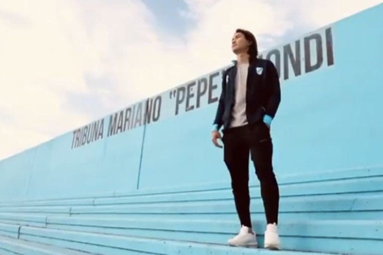 León Morimoto poses at Temperley Stadium, his adopted home