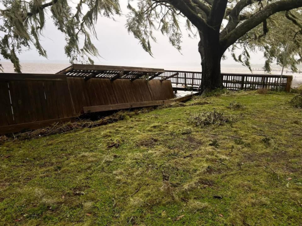 A once-sturdy deck sits destroyed by the flooding from Hurricane Milton. | Photo courtesy of Matt Manzari