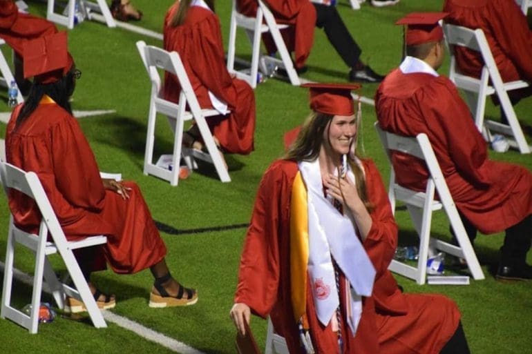 Paxton Smith pictured at her graduation ceremony at Lake Highlands High School in Dallas, Texas.