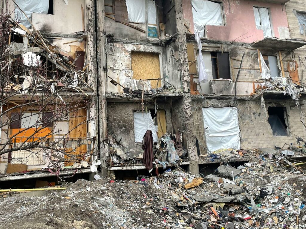 Residential building in Ukraine destroyed by Russian rocket in February 2022. | Photo by Anzhela Bets on Unsplash