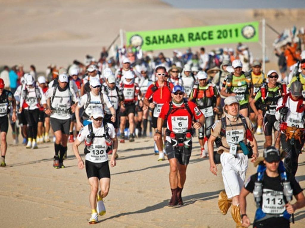 Runners compete in a marathon race through the Sahara in 2011.