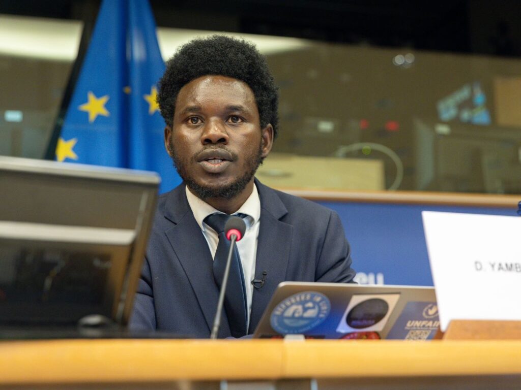 David, a refugee originally from Sudan, fled to Libya where he experienced the horrors of trying to make it across the Mediterranean Sea. Today he speaks to parliaments in Europe and the UN to advocate for refugees. | Photo courtesy of David Yambio's X account with permission