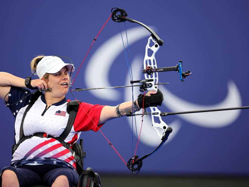 Tracy Otto, a U.S. para-archer, competes at the 2024 Paris Paralympics. | Photo courtesy of Tracy Otto.