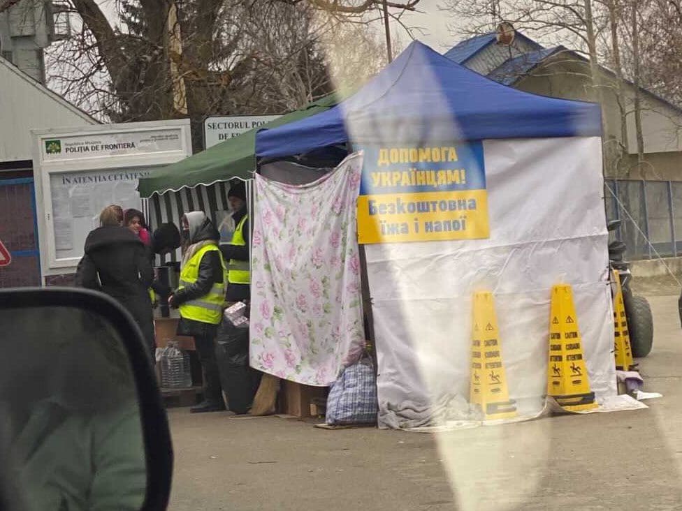 A food service tent in Romania. The sign reads 