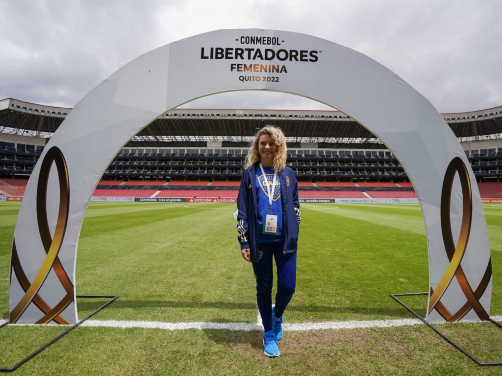 Florencia Marco, overseeing press operations for the Boca Juniors female team in Quito. | Photo courtesy of Florencia Marco