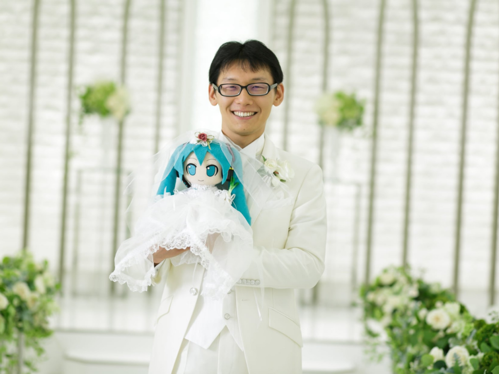 Akihiko at his wedding ceremony when he married Hatsune Miku, a fictional anime character. | Photo courtesy of Akihiko Kondo