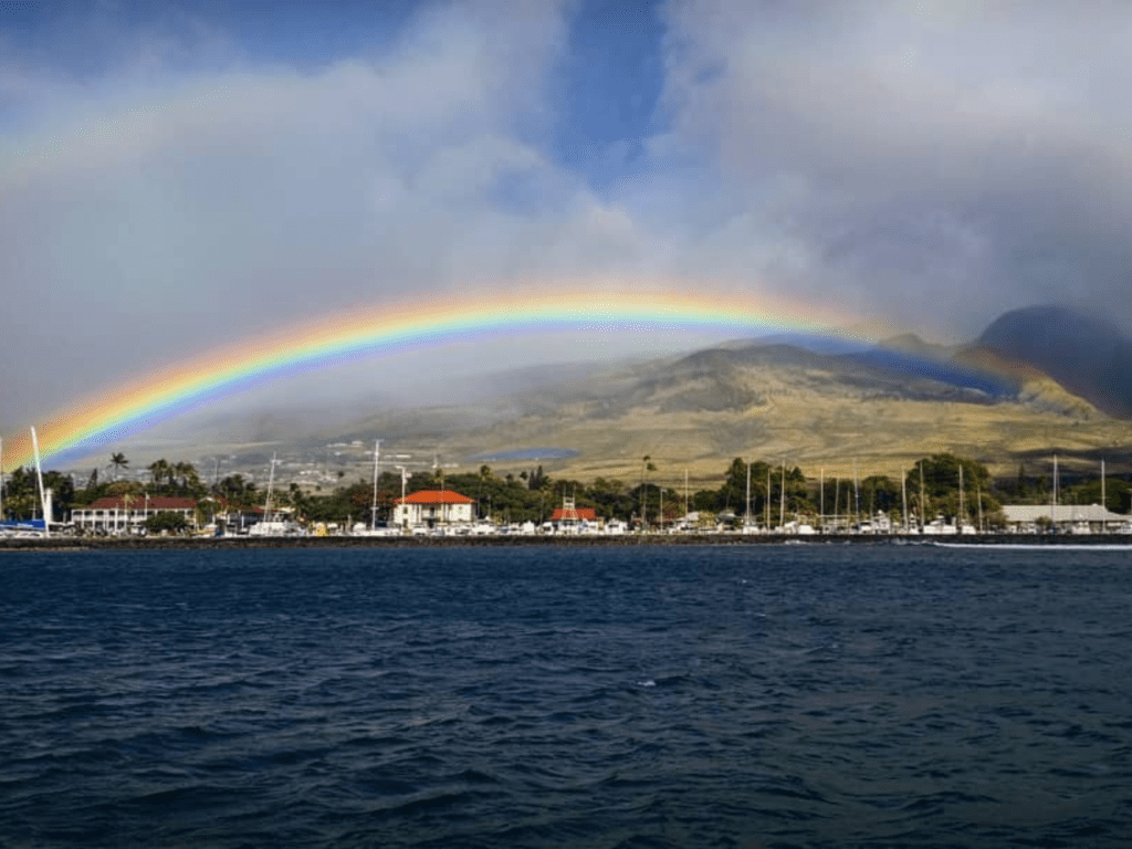 <b> Annelise Cochran's favorite view of Lahaina while returning to the harbor where she worked 