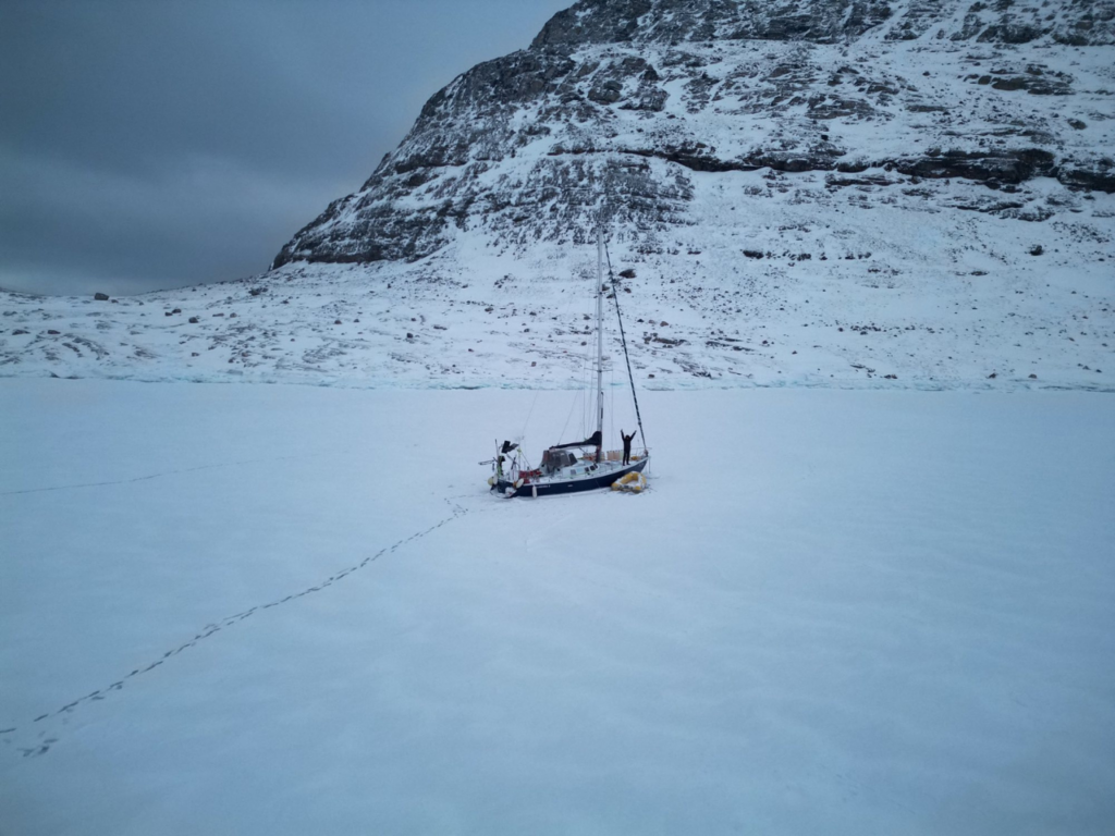 Sardinha 2,  isolated in a vast frozen landscape. | Photo courtesy of Tamara Klink.