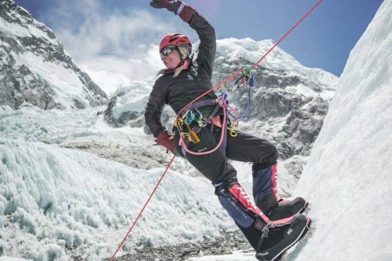 Alfa Arrué, the first-ever person from El Salvador to conquer Mount Everest, pictured on her climb