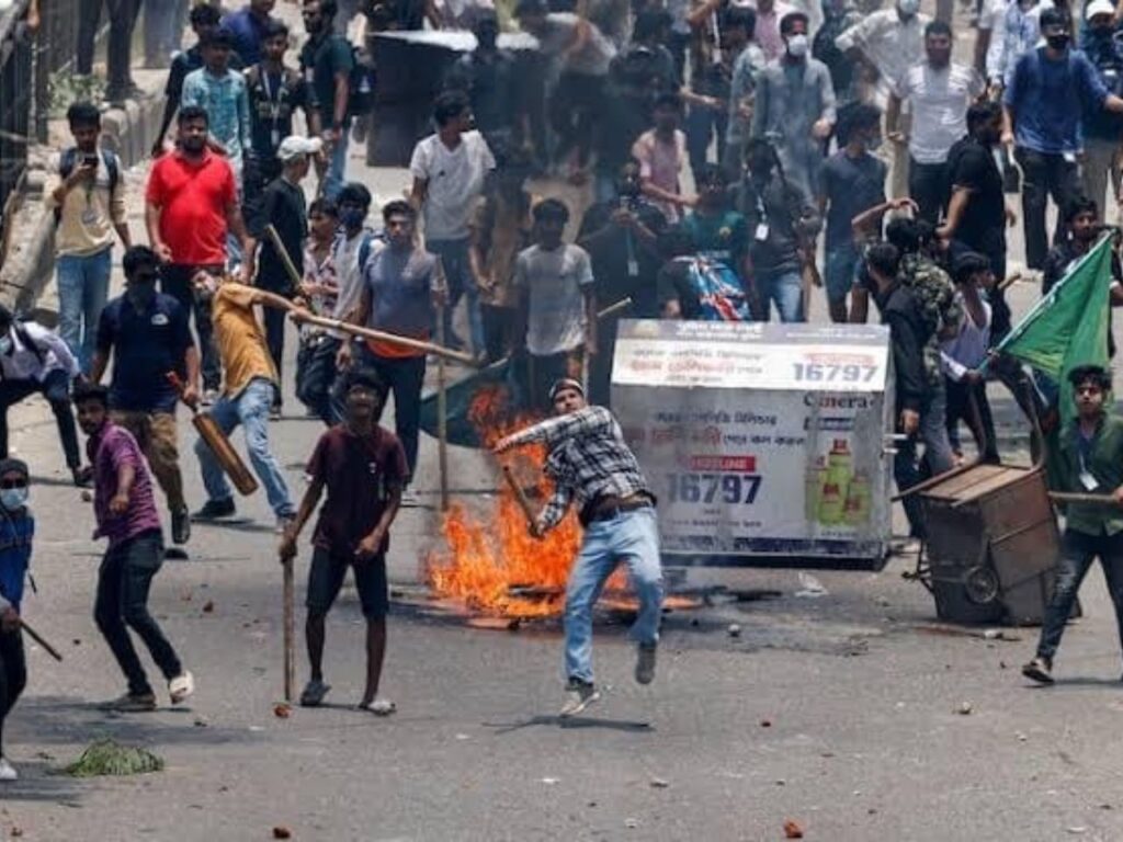 Violent clashes erupted in Bangladesh as students protested reinstated freedom fighter quotas; at least 400 are dead and over 2,500 are injured. | Photo courtesy of Mime Hasan