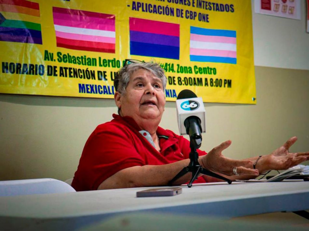 Altagracia defendiendo los derechos de los migrantes. | Foto cortesía de Altagracia Tamayo. 