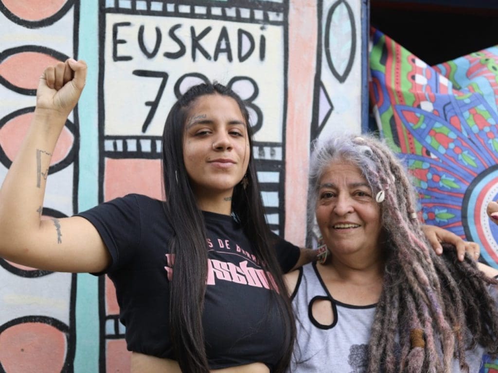Azul poses with her paternal grandmother. Together, they take part in anti-racism rallies.