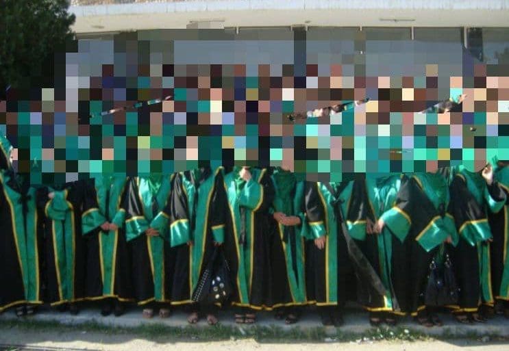 Female judges in Afghanistan, whose faces are blurred to protect their identities and safety