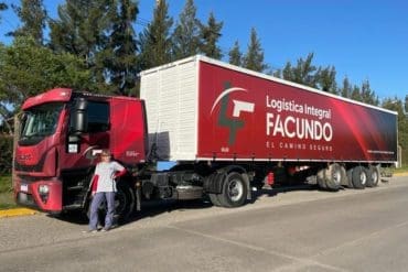 Samanta Musante, a veteran trucker in Argentina, pictured with her tractor trailer, advocates for equity in the industry
