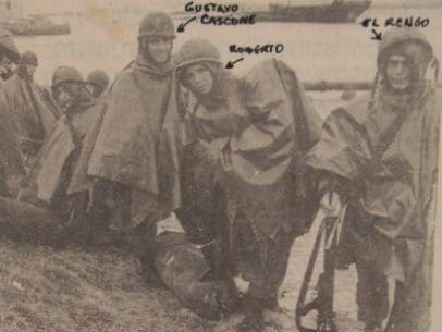 Alejandro Villanueva, far right, was caught on camera with some of his fellow conscripts in the first days of the Falkland War. This photo was published in a newspaper, which was the only way his family found out about his whereabouts
