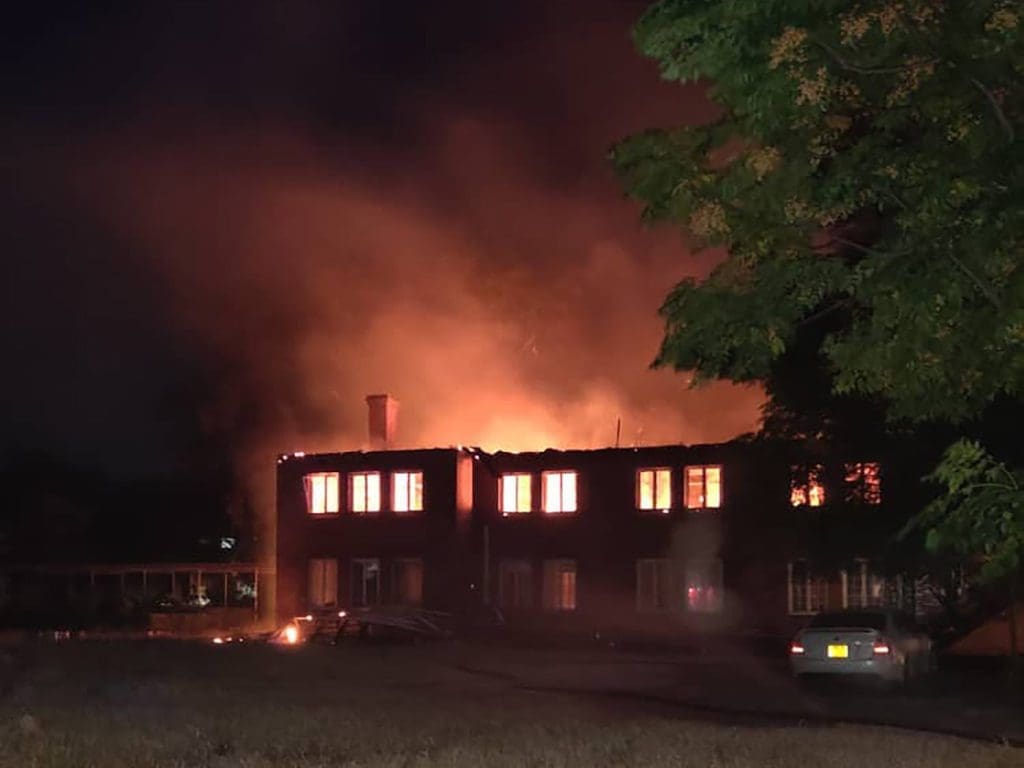 Mpilo Hospital in Zimbabwe burns from an electrical fire on May 26, 2021