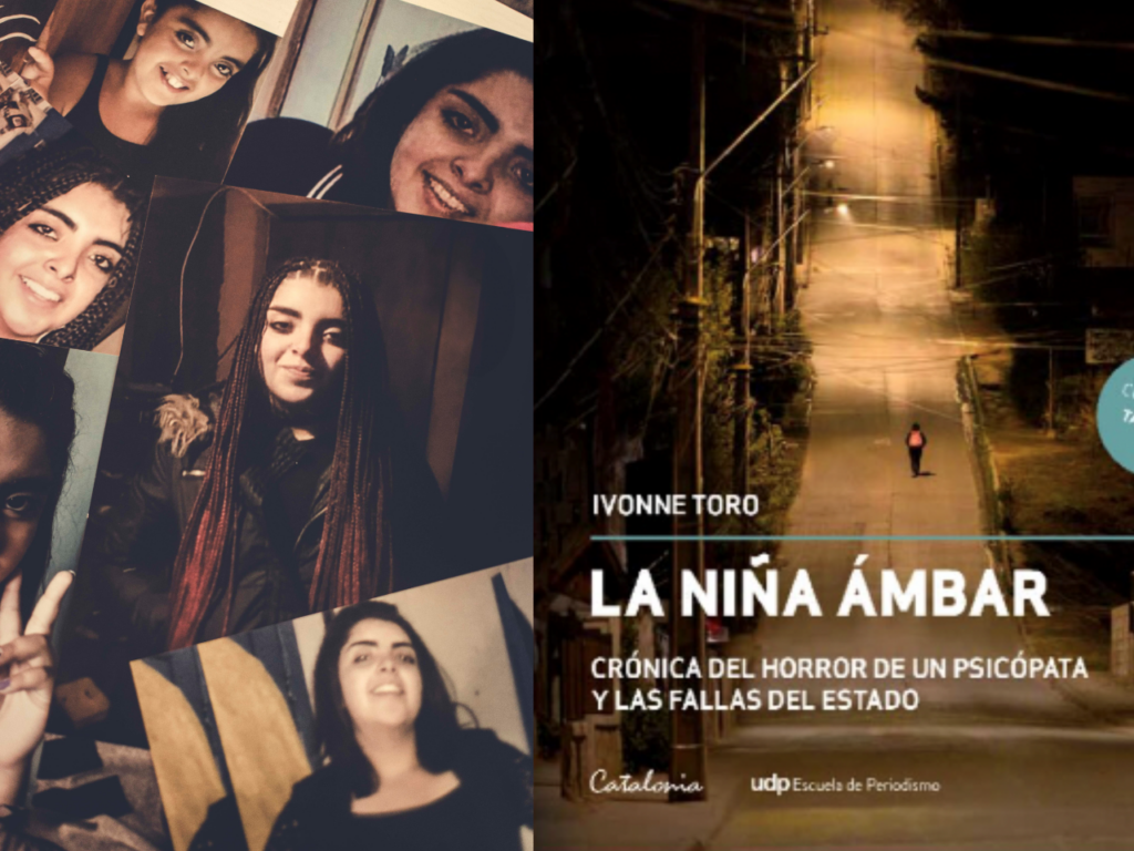 Collage of Ámbar Cornejo alongside the cover of Ivonne Toro’s investigative book La Niña Ámbar: Crónica del Horror de un Psicópata y las Fallas del Estado. | Photo courtesy of Ivonne Toro.