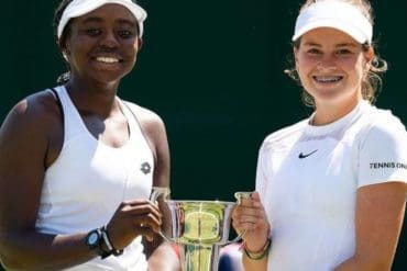 Angela Okutoyi and her partner Rose Marie Nijkamp won the doubles Grand Slam junior championship at Wimbledon in July